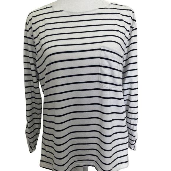 Zara Pencil Striped Tee White w/ Black Stripes size M - Picture 1 of 9